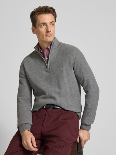 Fynch-Hatton Strickpullover mit Troyer-Kragen Mittelgrau 3