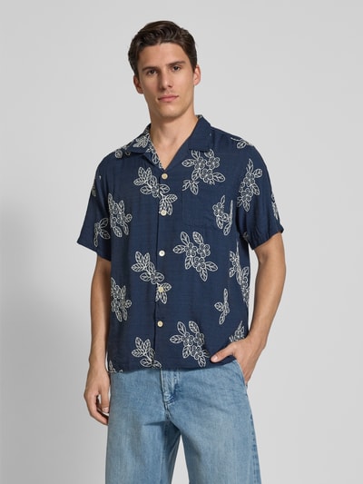 Forét Vrijetijdsoverhemd met knoopsluiting, model 'LEO' Marineblauw - 4