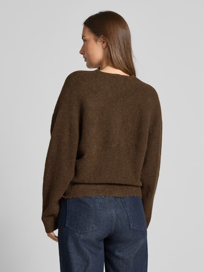 MSCH Copenhagen Gebreide pullover in wikkellook, model 'Zinelle Hope' Donkerbruin - 5