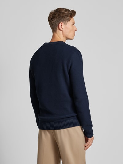 Tom Tailor Regular Fit Strickpullover mit Zopfmuster und gerippten Abschlüssen Marine 5