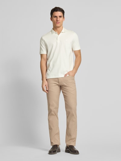 Christian Berg Men Tapered Fit Chino mit Strukturmuster Kitt Melange 1