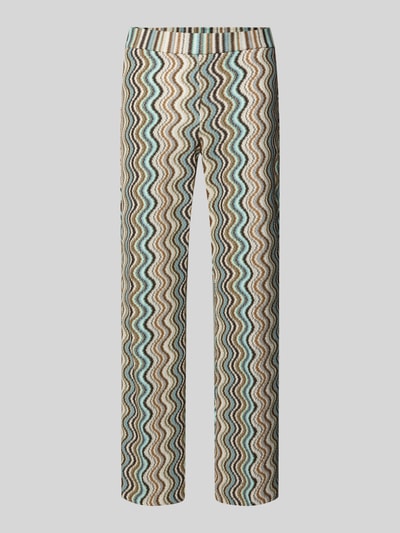 Produktfoto, Hose in verkürzter Passform Modell 'FAITH' von Cambio im grafischen Wellenmuster, Modal-Mix mit Viskose-Anteil, elastischer Bund, Bundweite 35 cm, Innenbeinlänge 78 cm, Damen