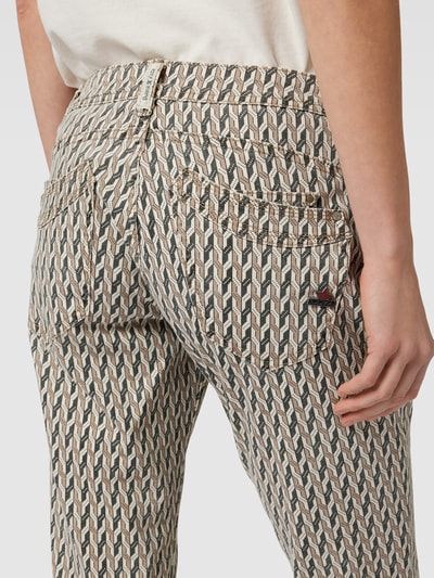 Buena Vista Broek met pied-de-poule-motief en ceintuurlussen Lichtbruin - 3