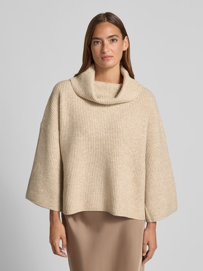 comma Relaxed Fit Strickpullover mit Rollkragen Sand 4