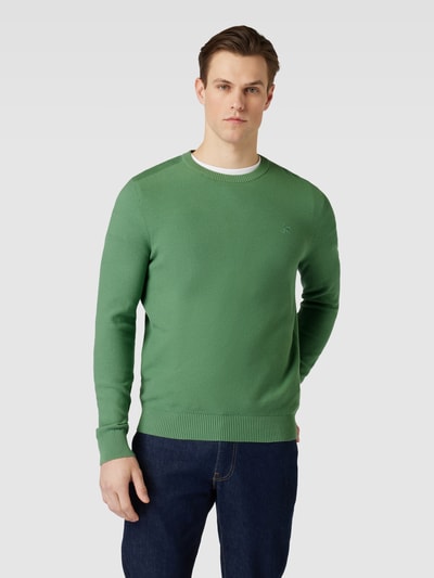 Lerros Gebreide pullover met labelstitching Lichtgroen - 4