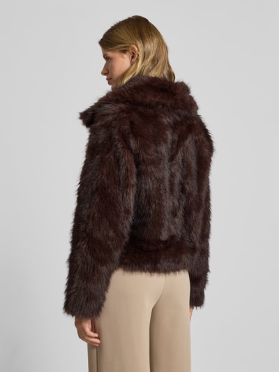 Only Relaxed fit jack van imitatiebont met haakjessluiting, model 'DAWN LIFE' Chocoladebruin - 5