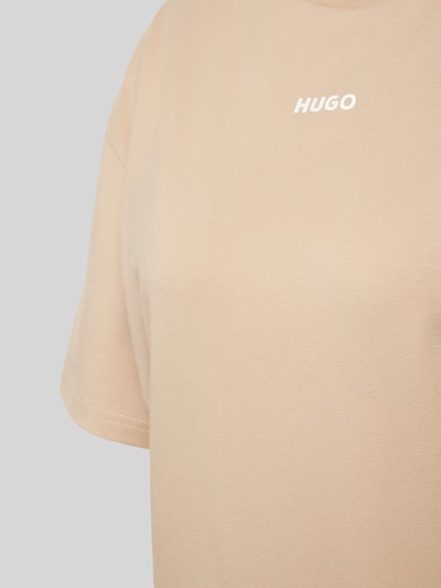 HUGO Pyjamabovendeel met logoprint en ronde hals Beige - 2