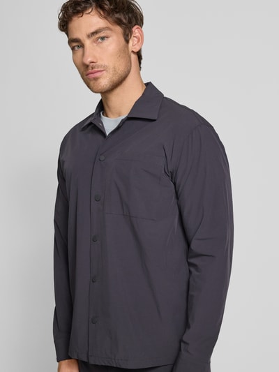 JAKE*S STUDIO MEN Regular Fit Hemdjacke mit Brusttasche Metallic Blue 3
