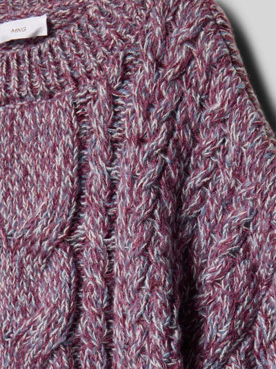 Produktfoto, Strickpullover mit gerippten Abschlüssen Modell 'elina' von Mango für kinder, Regular-Fit, Rundhalsausschnitt, grobe Struktur, melierte Farbtöne