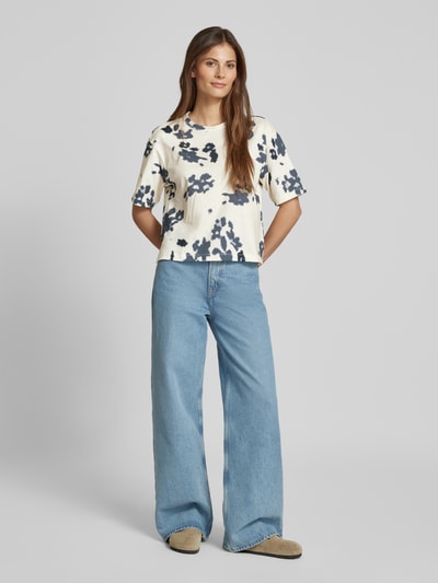 JAKE*S STUDIO WOMAN Cropped T-Shirt mit geripptem Rundhalsausschnitt Jeansblau 1