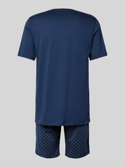 Schiesser Pyjama met geribde V-hals Marineblauw - 3