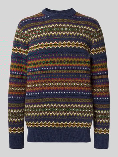 Barbour Regular fit gebreide pullover van zuivere wol, model 'ISLE CREW' Marineblauw gemêleerd - 2