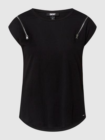 DKNY T-shirt van mix van katoen en modal  Zwart - 2