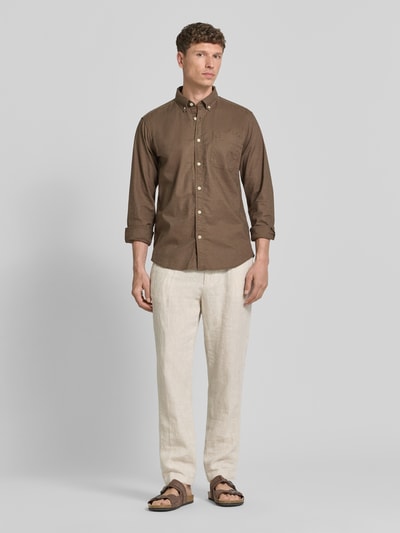 camel active Regular fit vrijetijdsoverhemd met Button-downkraag Lichtbruin - 1