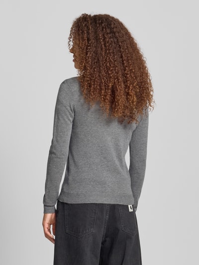 Pieces Slim fit gebreid jack van viscosemix, model 'NORA' Middengrijs gemêleerd - 5