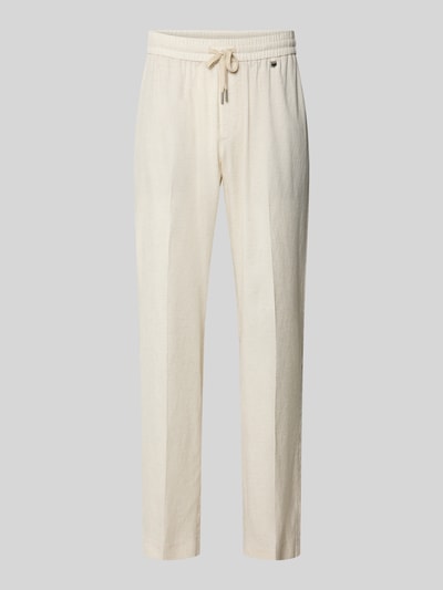Produktfoto, cremefarbene Relaxed Fit Hose mit elastischem Bund Modell 'ELLIOT' von Antony Morato, Viskose-Mix mit Leinen-Anteil.