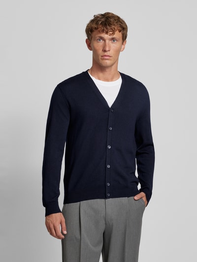 OLYMP Level Five Slim fit gebreid jack met knoopsluiting Marineblauw - 4