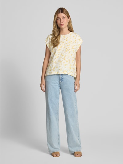 MSCH Copenhagen Regular Fit Blusentop mit Strukturmuster Modell 'Falisha' GELB 1