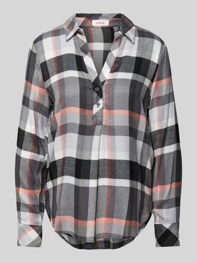 s.Oliver RED LABEL Regular Fit Blusenshirt aus Viskose-Modal-Mix mit Karomuster Anthrazit 2