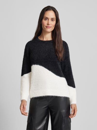 Vila Gebreide pullover met ronde hals, model 'FEATHER' Zwart - 4