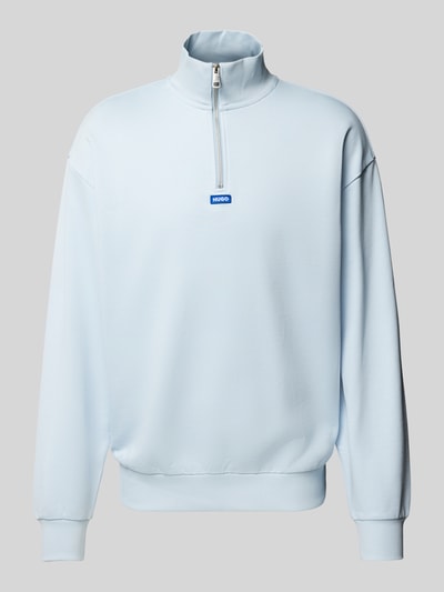 Hugo Blue Sweatshirt mit Troyer-Kragen Hellblau 2