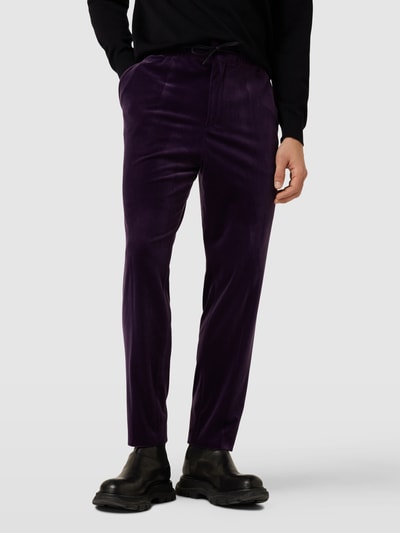 HUGO Broek in fluweellook, model 'Howard' Paars - 4