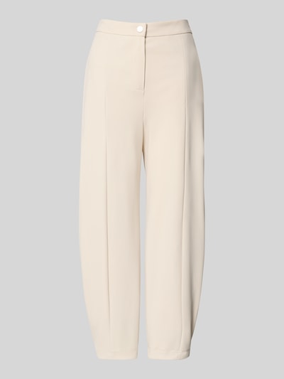 Produktfoto, Bundfaltenhose in verkürzter Passform Modell 'ODINE' von Raffaello Rossi in Beige mit französischen Taschen, lockerer Schnitt, Struktur durch Bügelfalten, Material-Mix mit Stretch-Anteil.