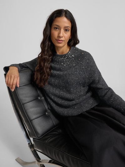 Marc Cain Strickpullover mit Ziersteinbesatz Dunkelgrau 3