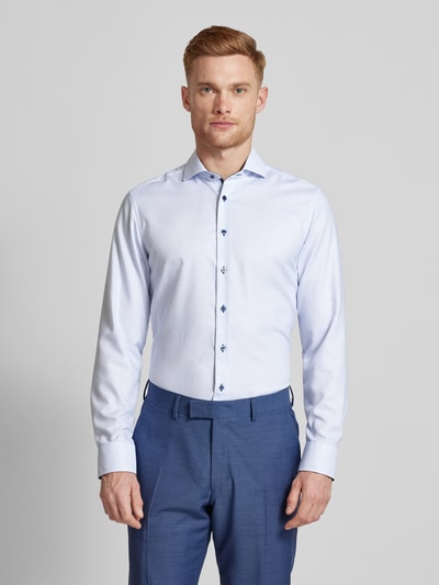 Eterna Slim Fit Businesshemd aus Uni Struktur Bleu 4