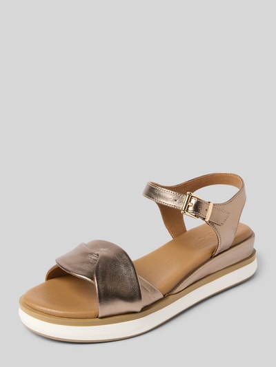 INUOVO Sandalette aus Leder mit glatter Sohle Metallic Braun 1