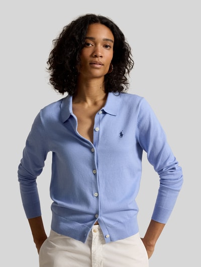 Polo Ralph Lauren Regular Fit Strickjacke aus Baumwoll-Mix Hellblau 4
