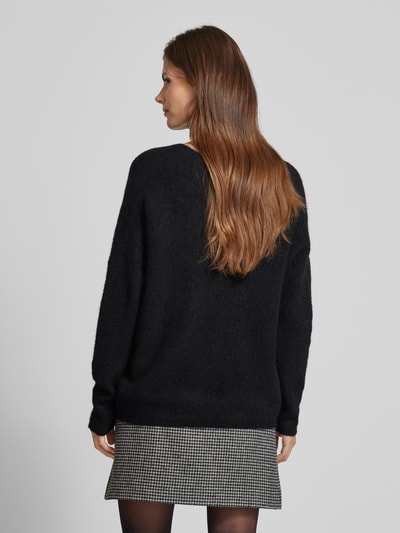 MOS MOSH Gebreide pullover met V-hals, model 'THORA' Zwart - 5