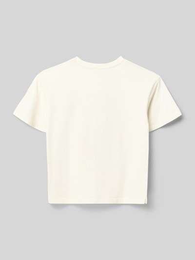 Produktfoto, Regular Fit T-Shirt aus reiner Baumwolle Modell 'SARA' von Only, unifarben in Weiß, Kurzarm, Jerseystruktur, Rückansicht