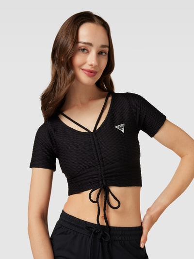 Guess Activewear Crop Top mit Label-Detail Modell 'DELMA' Black 3