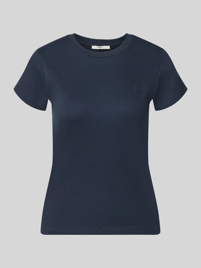 Produktfoto, Regular Fit T-Shirt aus Baumwoll-Mix Modell 'MERIDA' von Pepe Jeans, jednokolorowy, nadruk z logo, okrągły dekolt, krótki rękaw, mieszanka bawełny