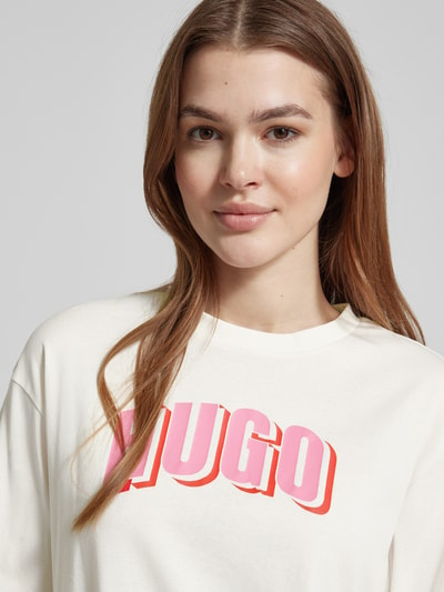 HUGO T-Shirt mit Label-Print Modell 'Dazalena' Offwhite 3