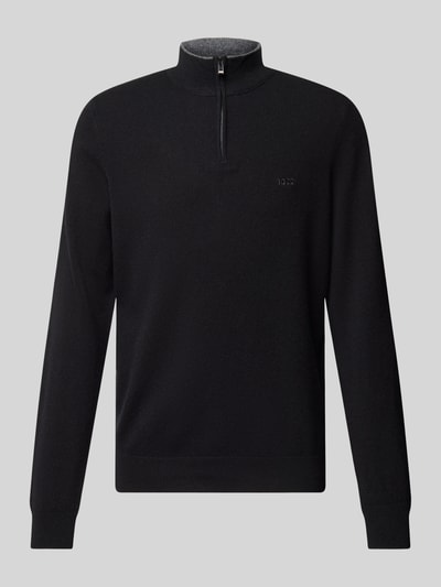 BOSS Gebreide pullover met opstaande kraag, model 'Emarlo' Zwart - 2