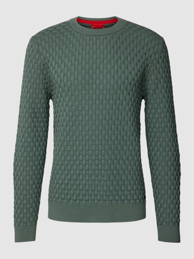 HUGO Strickpullover mit Rundhalsausschnitt Modell 'Stubon' Dunkelgruen 2