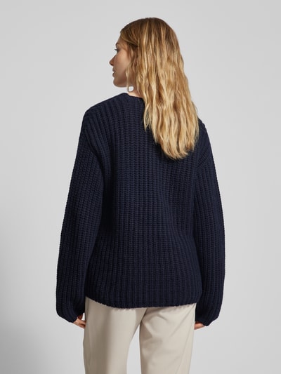 Lanius Strickpullover mit V-Ausschnitt Marine Melange 5