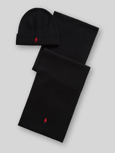 Polo Ralph Lauren Mütze und Schal im Set aus reiner Wolle Black 3