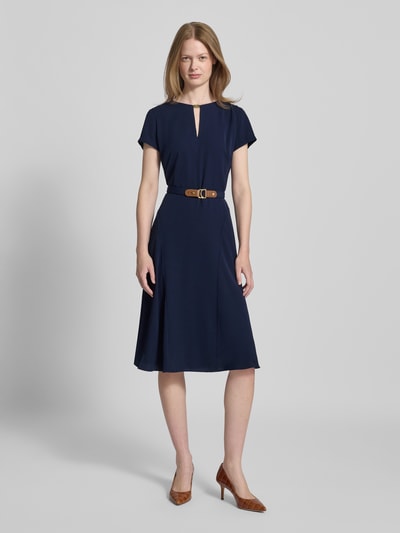 Lauren Ralph Lauren Knielanges Kleid mit Taillengürtel Dunkelblau 4