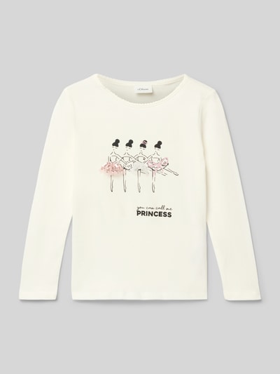 s.Oliver RED LABEL Regular Fit Langarmshirt aus reiner Baumwolle Offwhite 1