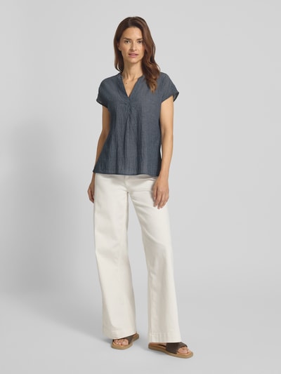 OPUS Bluzka z dekoltem w serek model ‘Famita’ Ciemnoniebieski 1