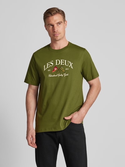 Les Deux T-Shirt mit Label-Stitching Modell 'Ivy' Khaki 4