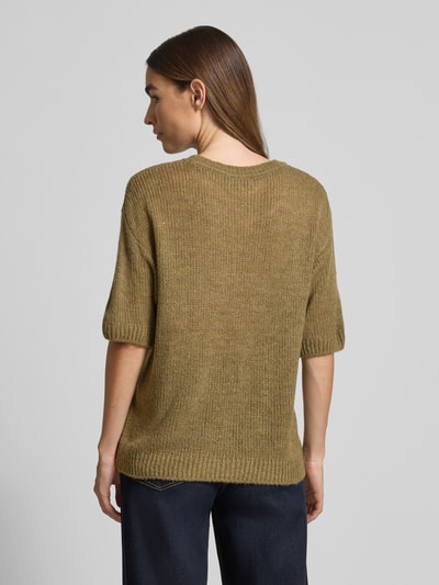 MORE & MORE Loose fit gebreide pullover met wol Kaki - 5