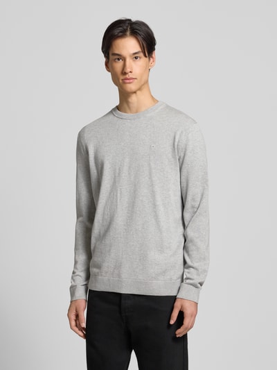 Tom Tailor Regular Fit Strickpullover aus reiner Baumwolle Hellgrau 4