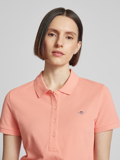 Gant Slim fit poloshirt met labelstitching Zalm - 3