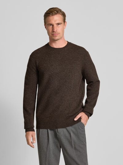 ANNARR Pullover van merinowol, model 'RAGI' Donkerbruin - 4