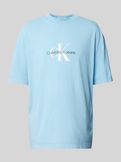 Calvin Klein Jeans T-shirt met labelprint Lichtblauw - 2