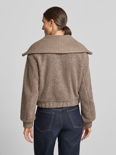Marc O'Polo Regular Fit Teddyjacke mit Strickkragen Taupe 5